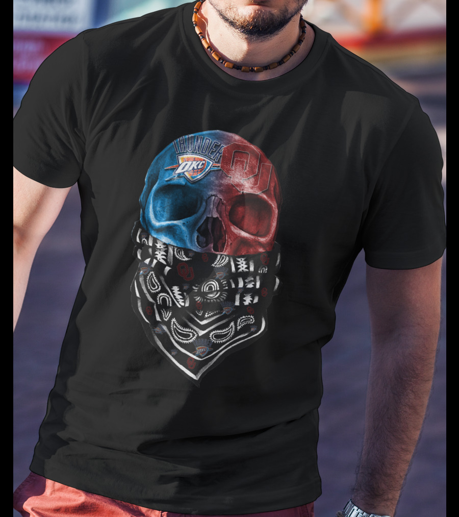 Thunder Okc Ou Skulls Bandana T-Shirt