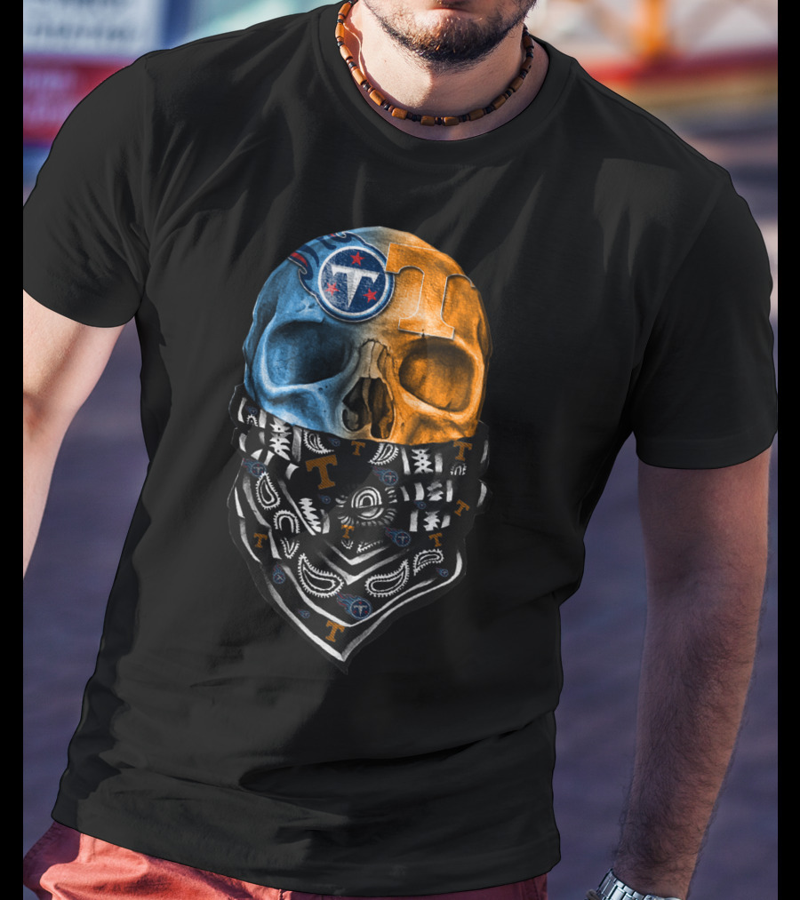 Tennessee Titans Volunteers Skull Crossbones Bandana T-Shirt