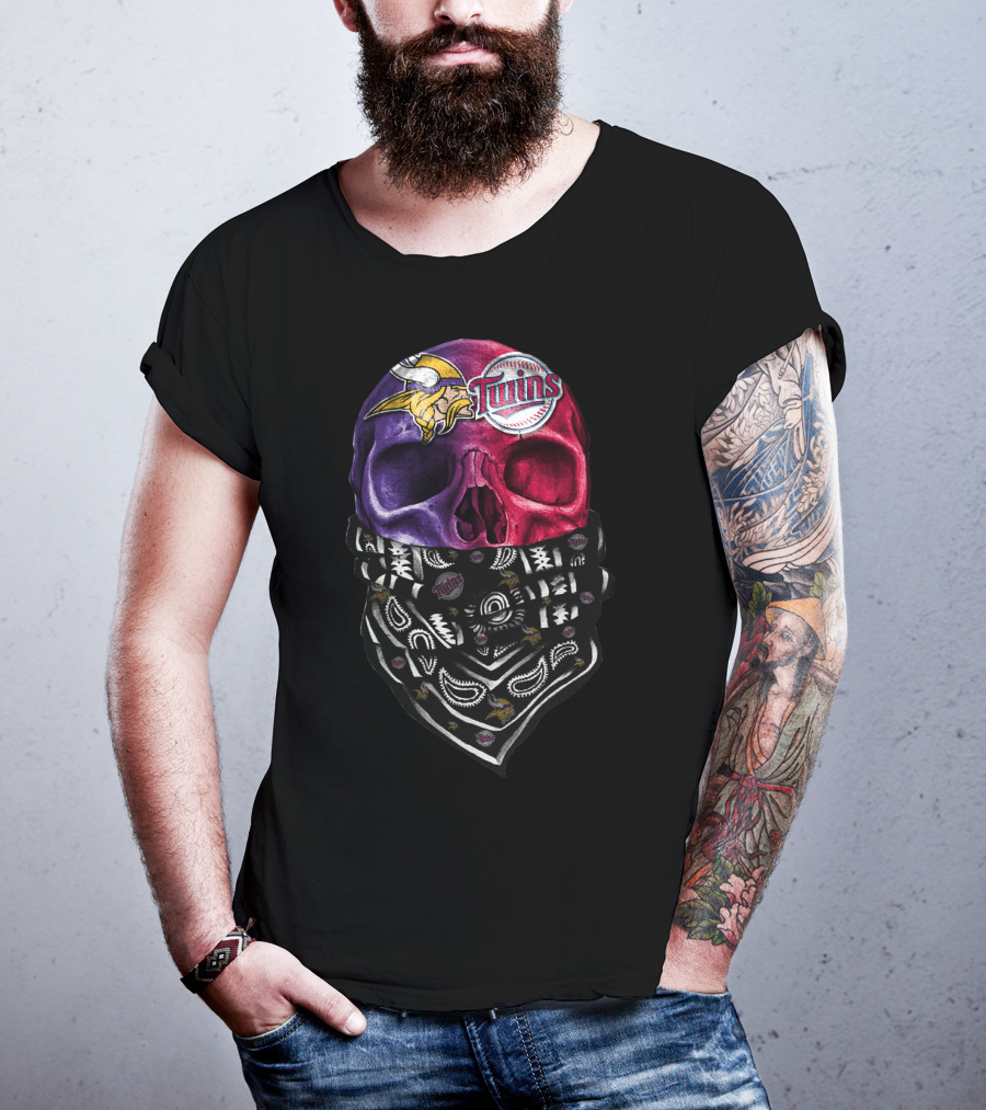 Vikings Twins Skull Bandana Sku 135 T-Shirt