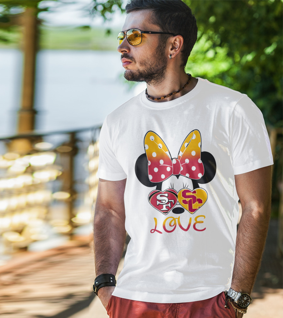 Sf Sc Love Minnie Mouse Bow And Hearts T-Shirt