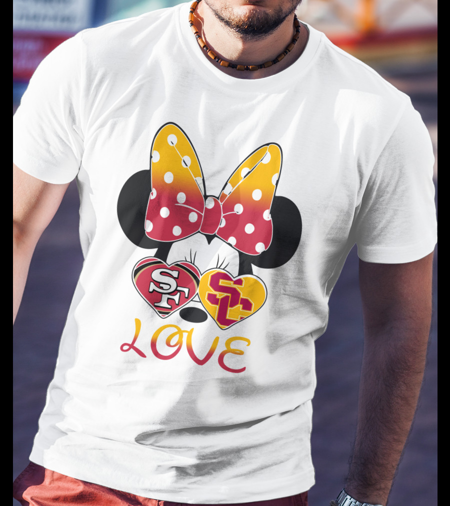 Sf Sc Love Minnie Mouse Bow And Hearts T-Shirt