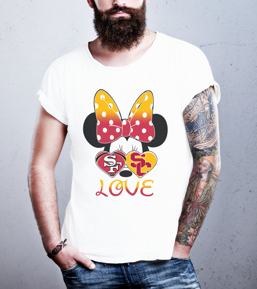 Sf Sc Love Minnie Mouse Bow And Hearts T-Shirt