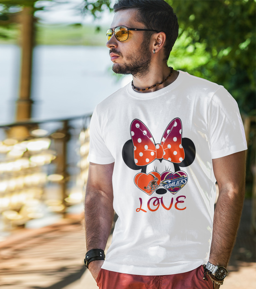 Love Cleveland Browns Cavaliers Minnie Bow T-Shirt