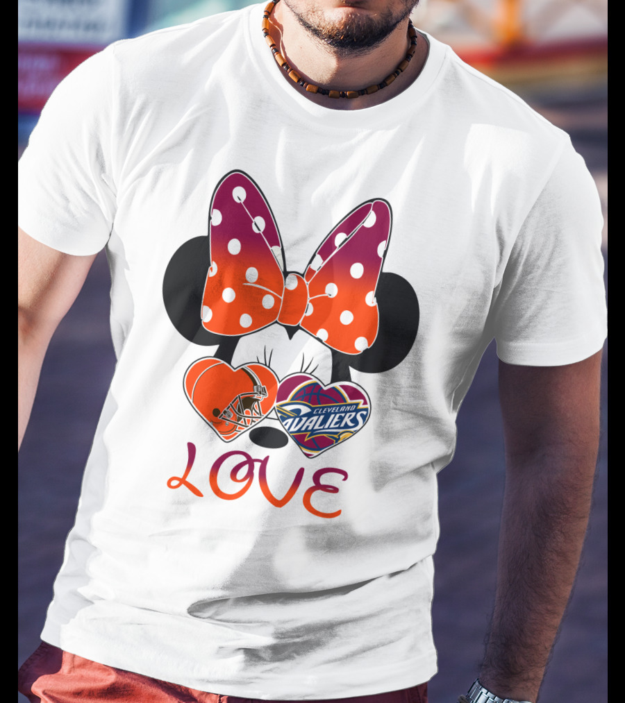 Love Cleveland Browns Cavaliers Minnie Bow T-Shirt