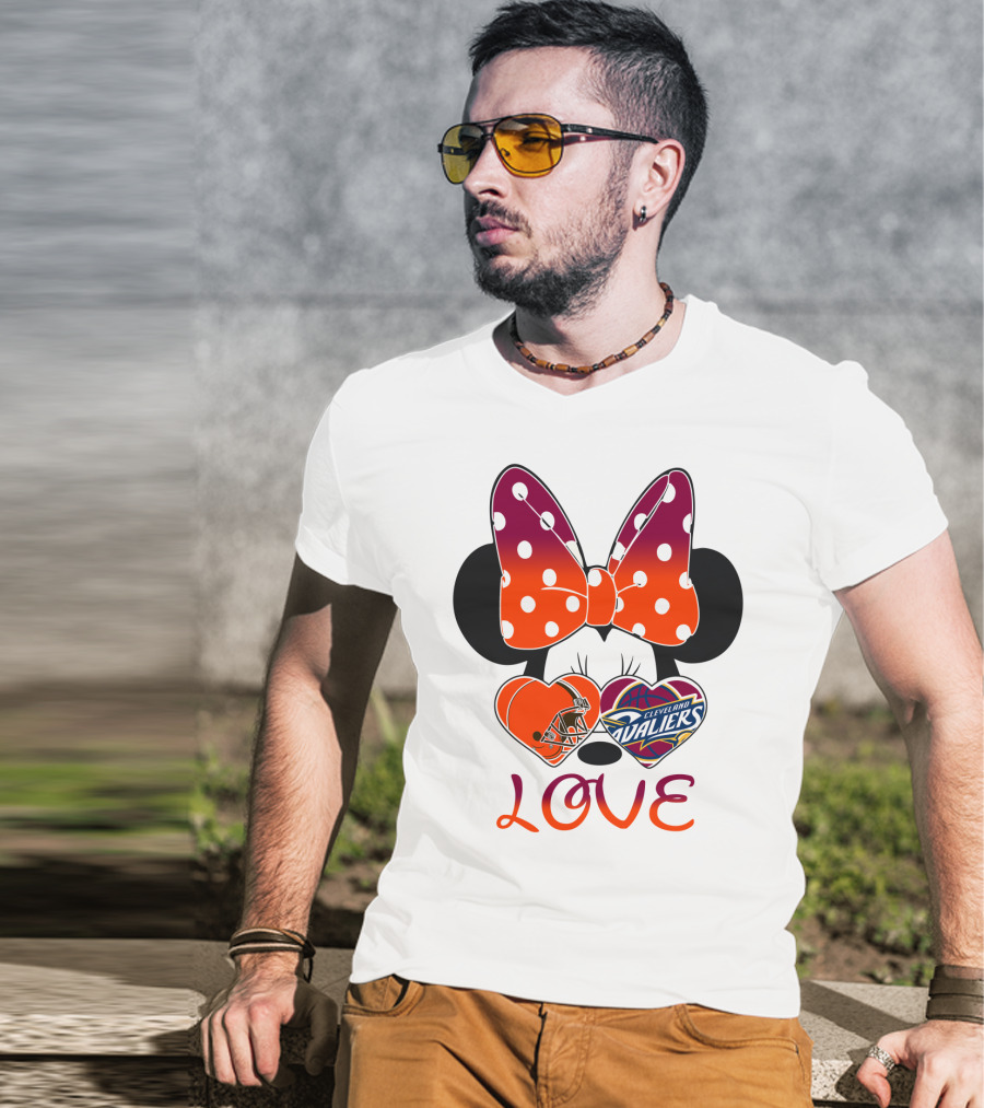 Love Cleveland Browns Cavaliers Minnie Bow T-Shirt