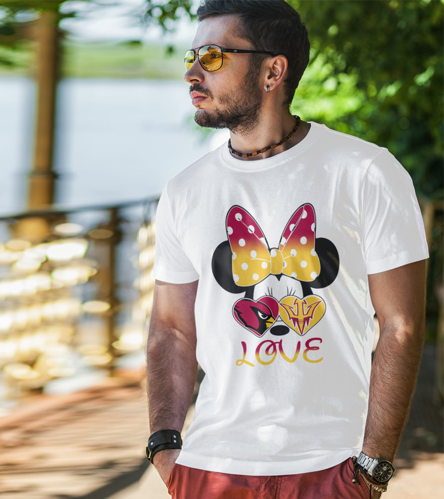 Love Minnie Arizona Cardinals Asu Sun Devils Hearts T-Shirt