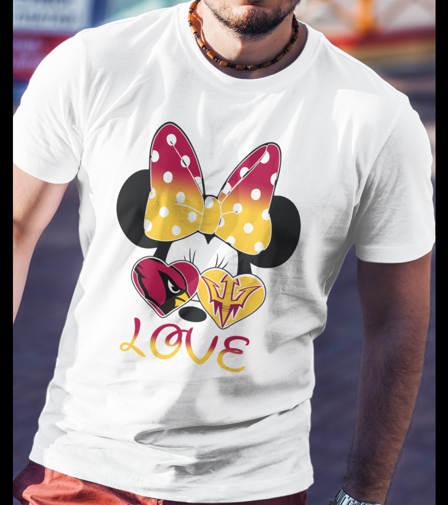 Love Minnie Arizona Cardinals Asu Sun Devils Hearts T-Shirt