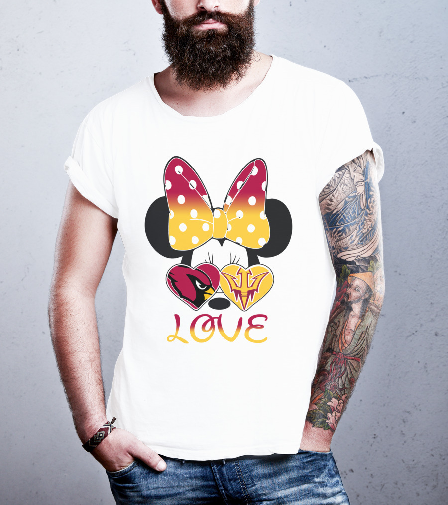 Love Minnie Arizona Cardinals Asu Sun Devils Hearts T-Shirt