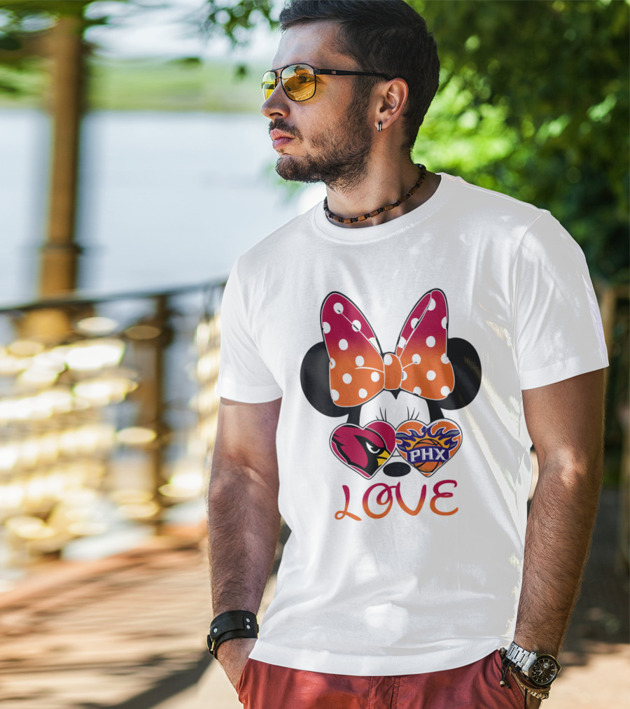 Love Mickey Mouse Minnie Bow Arizona Cardinals Phoenix Suns T-Shirt