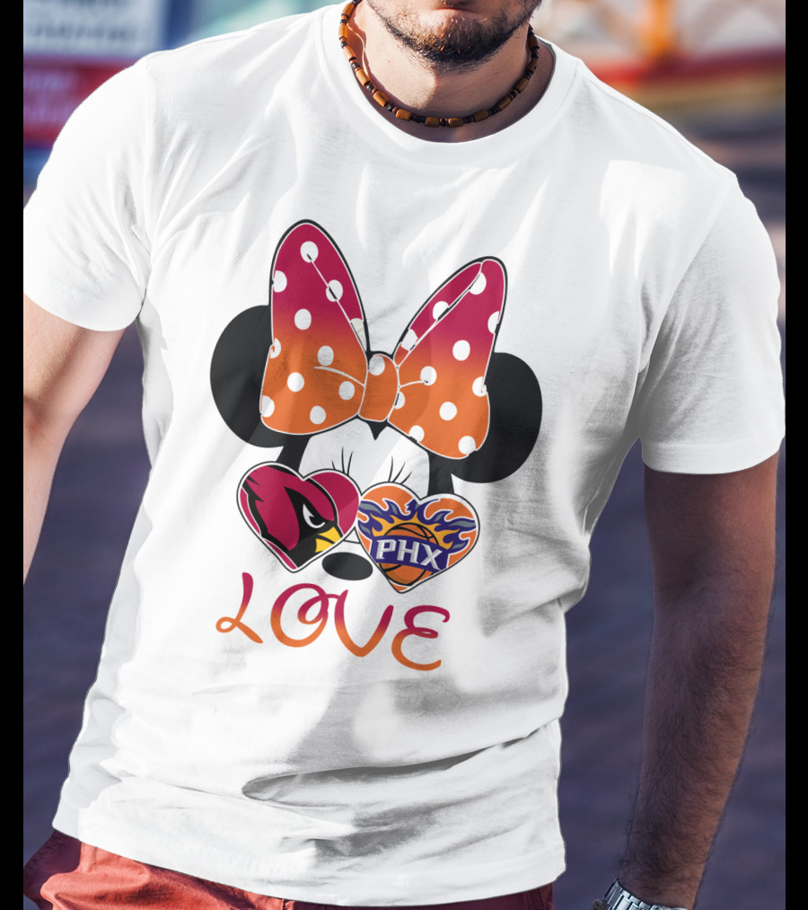 Love Mickey Mouse Minnie Bow Arizona Cardinals Phoenix Suns T-Shirt