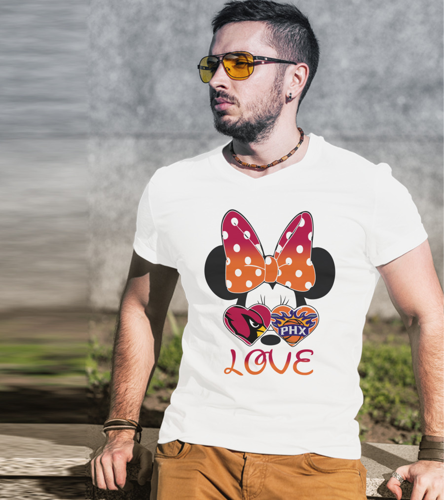 Love Mickey Mouse Minnie Bow Arizona Cardinals Phoenix Suns T-Shirt