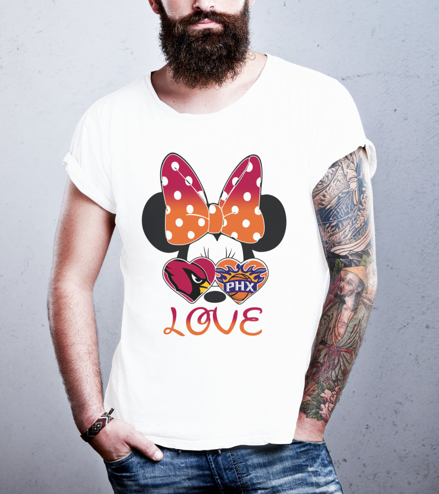 Love Mickey Mouse Minnie Bow Arizona Cardinals Phoenix Suns T-Shirt