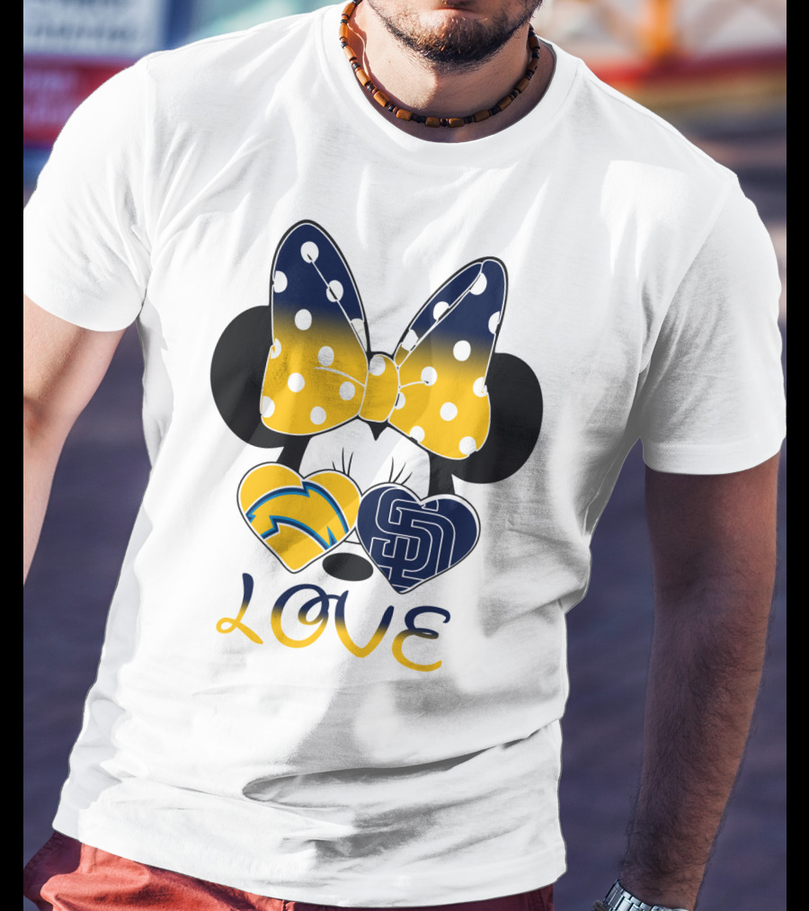Love San Diego Chargers Padres Bow Minnie T-Shirt