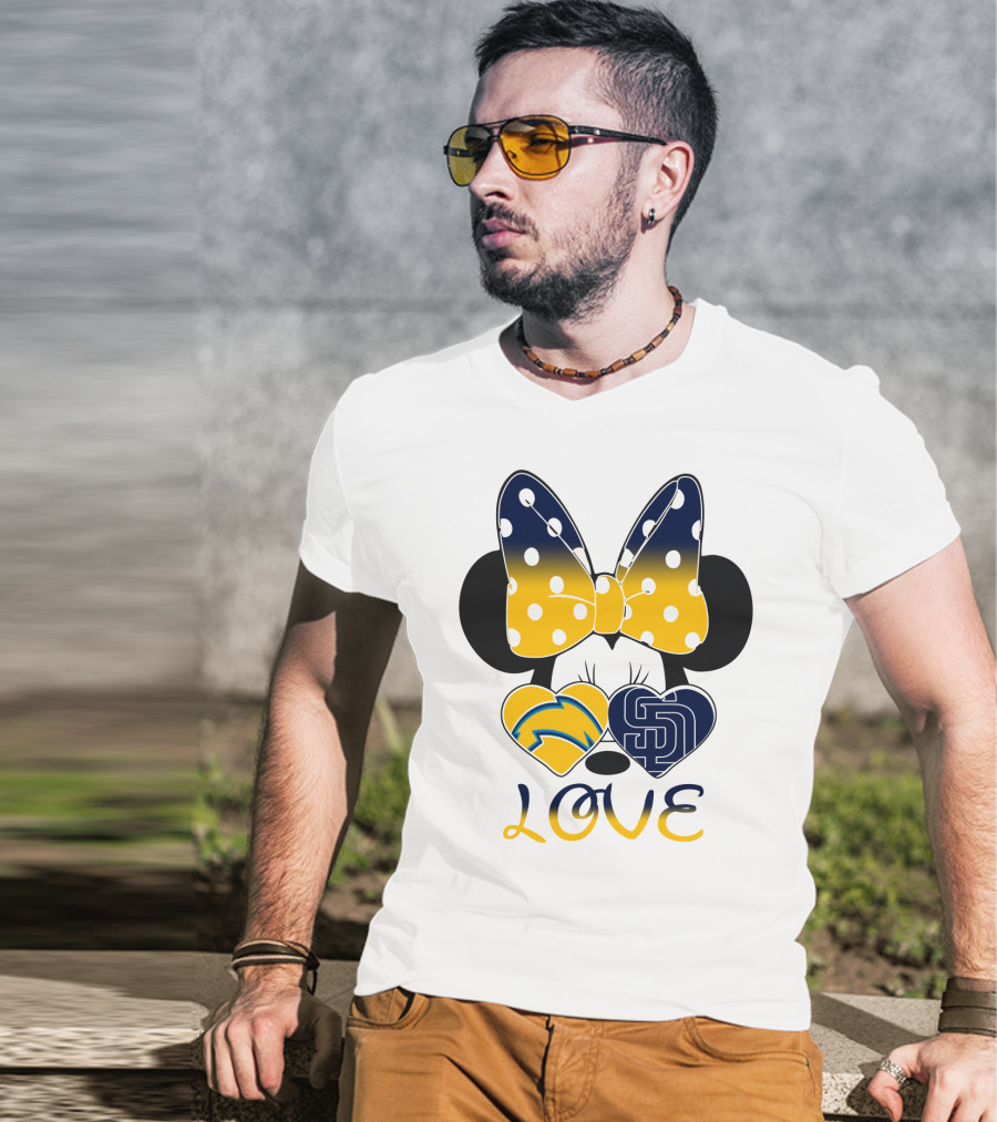 Love San Diego Chargers Padres Bow Minnie T-Shirt