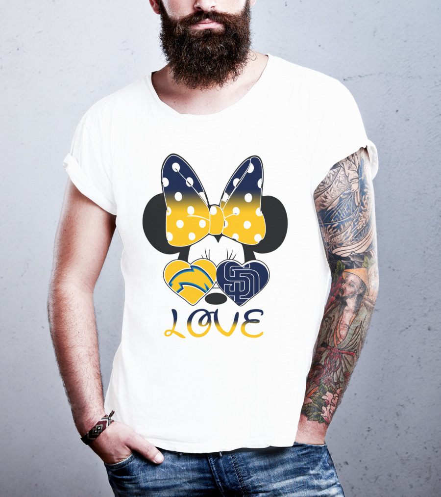 Love San Diego Chargers Padres Bow Minnie T-Shirt