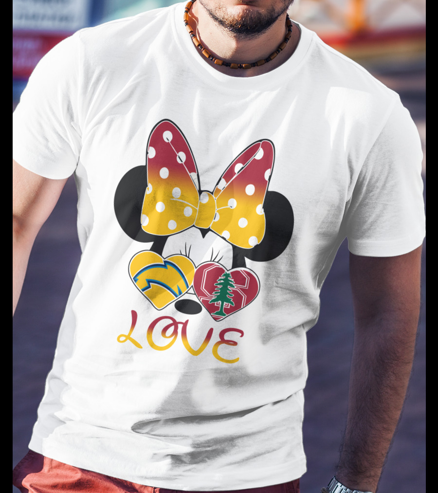 Minnie Mouse Love Heart Chargers Stanford Tree T-Shirt