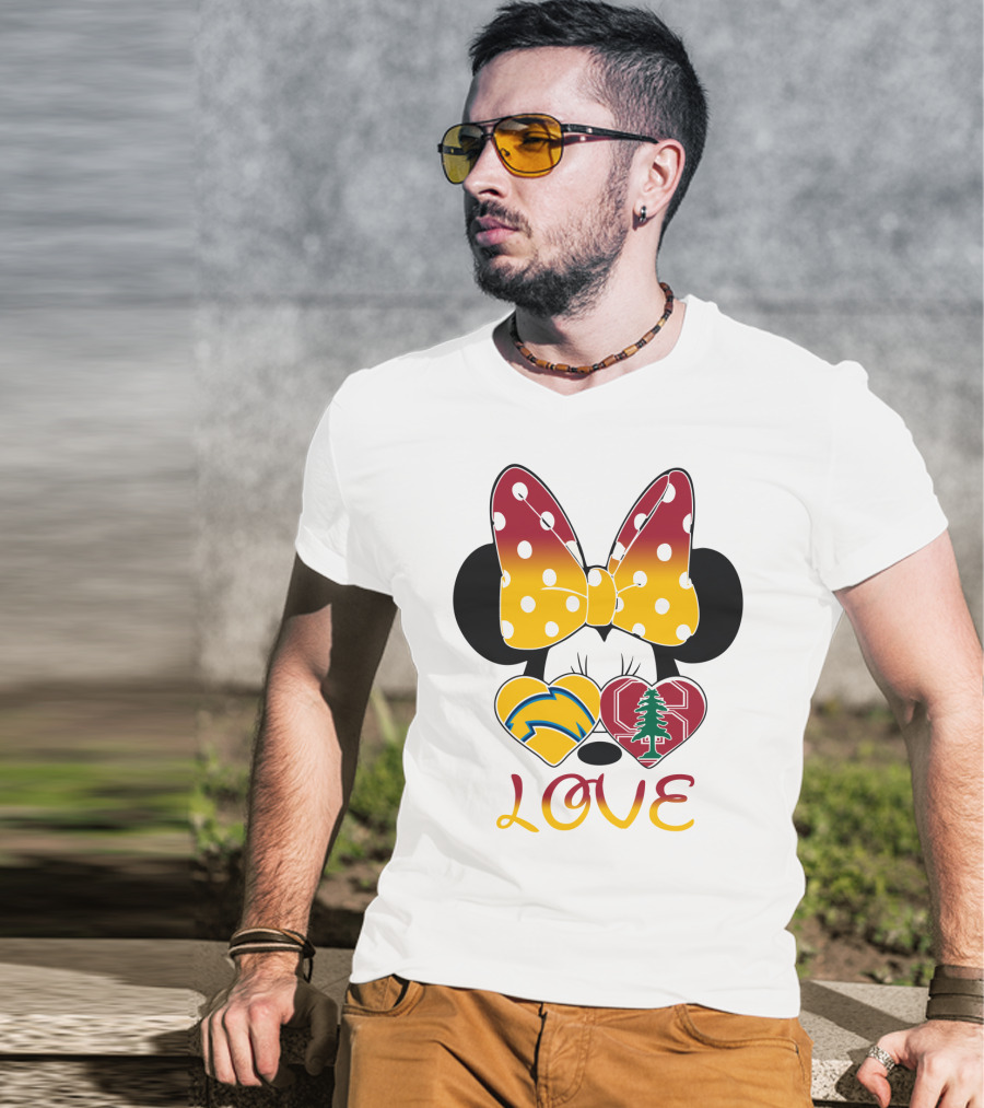 Minnie Mouse Love Heart Chargers Stanford Tree T-Shirt