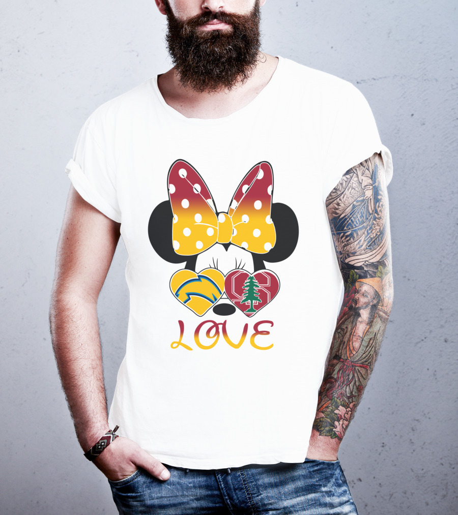 Minnie Mouse Love Heart Chargers Stanford Tree T-Shirt