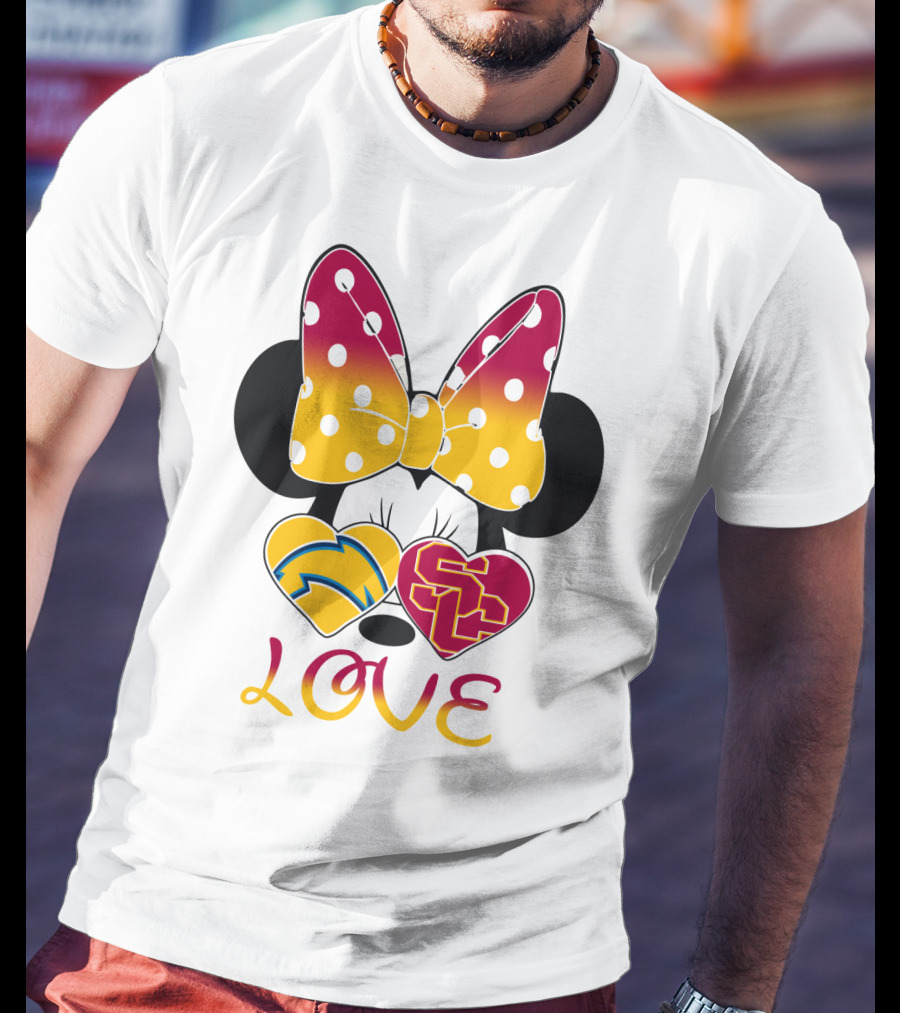 Love Minnie Chargers Usc Heart T-Shirt