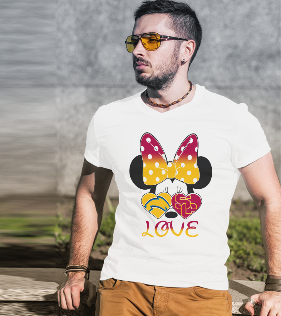 Love Minnie Chargers Usc Heart T-Shirt