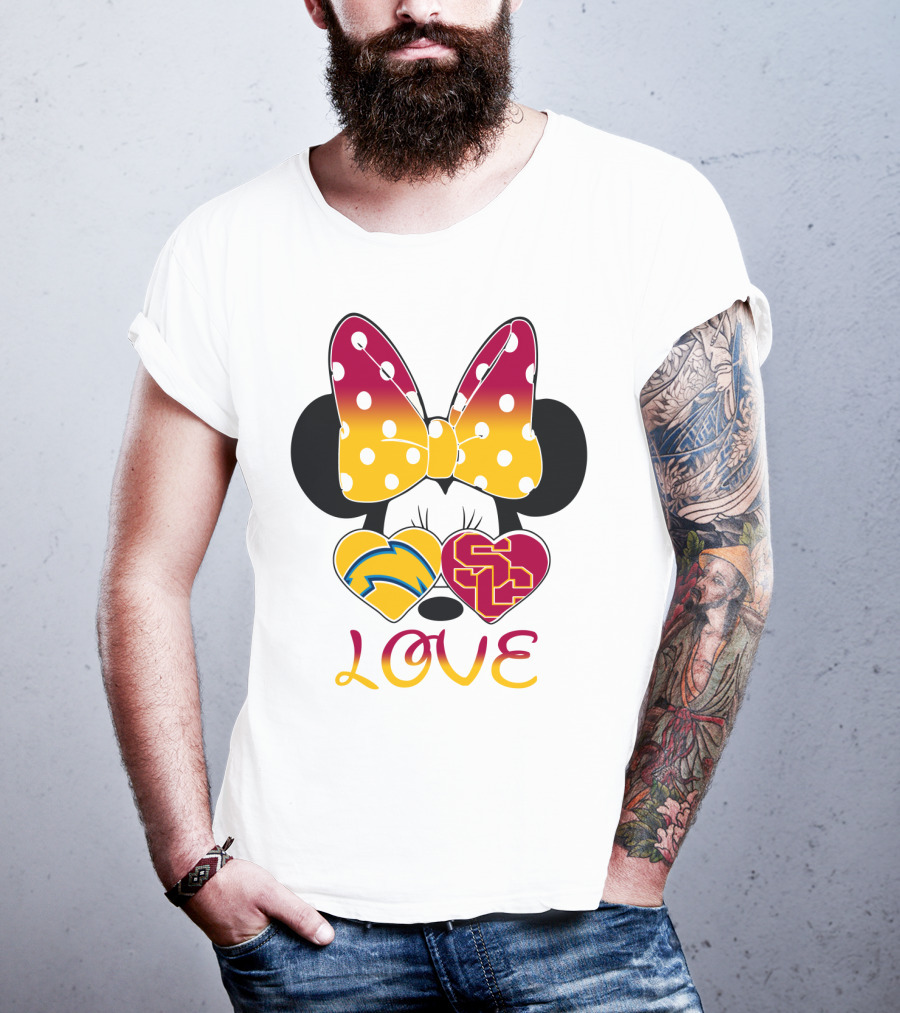 Love Minnie Chargers Usc Heart T-Shirt