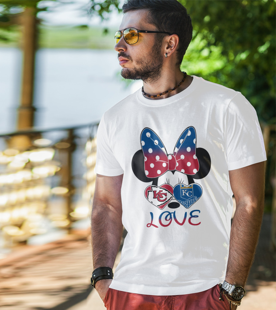 Love Minnie Mouse Kc Chiefs Royals Disney Kansas City T-Shirt