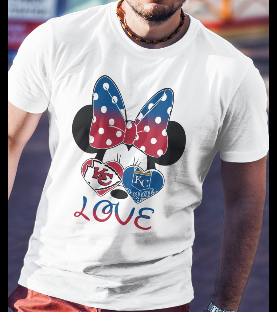 Love Minnie Mouse Kc Chiefs Royals Disney Kansas City T-Shirt
