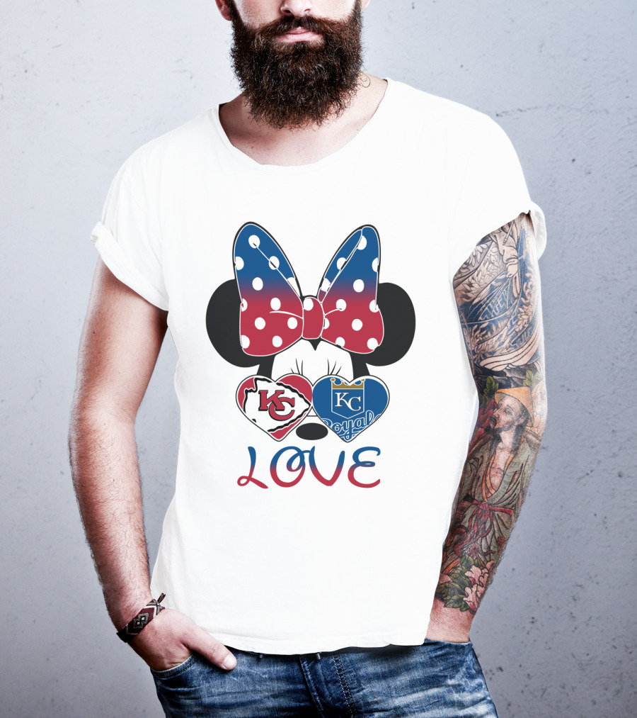 Love Minnie Mouse Kc Chiefs Royals Disney Kansas City T-Shirt
