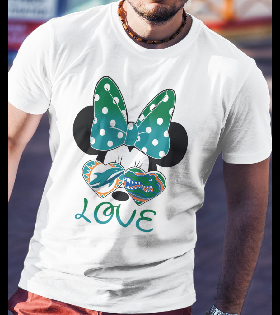 Love Mickey Gator Dolphin Hearts T-Shirt