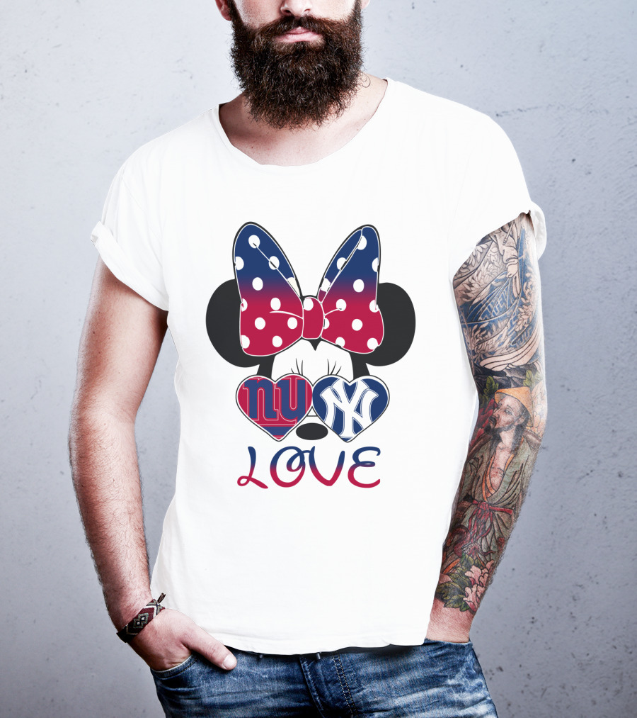 Mic 066 Minnie Bow Giants Yankees Love T-Shirt