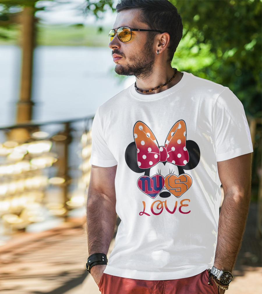 Ny Giants Syracuse Love Minnie Mouse Bow Hearts T-Shirt