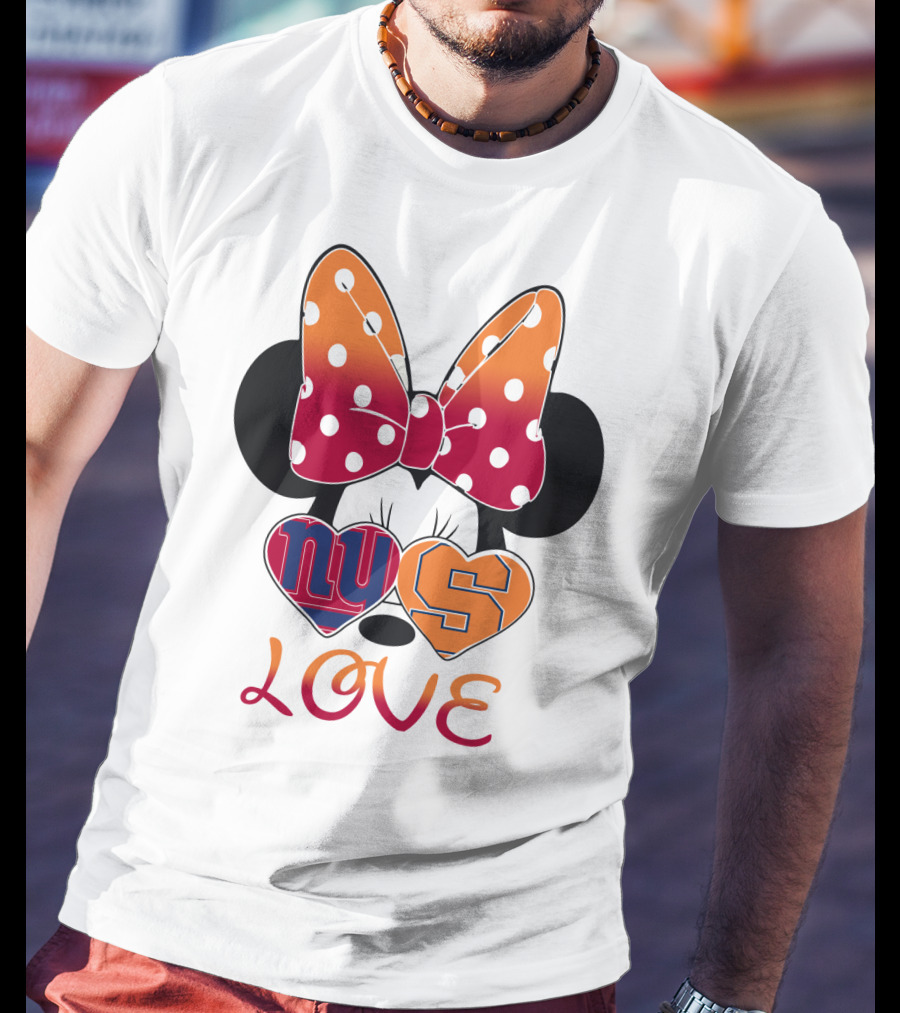 Ny Giants Syracuse Love Minnie Mouse Bow Hearts T-Shirt