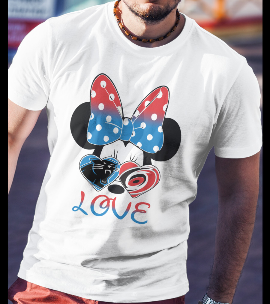 Love Carolina Panthers Hurricanes Minnie Bow T-Shirt