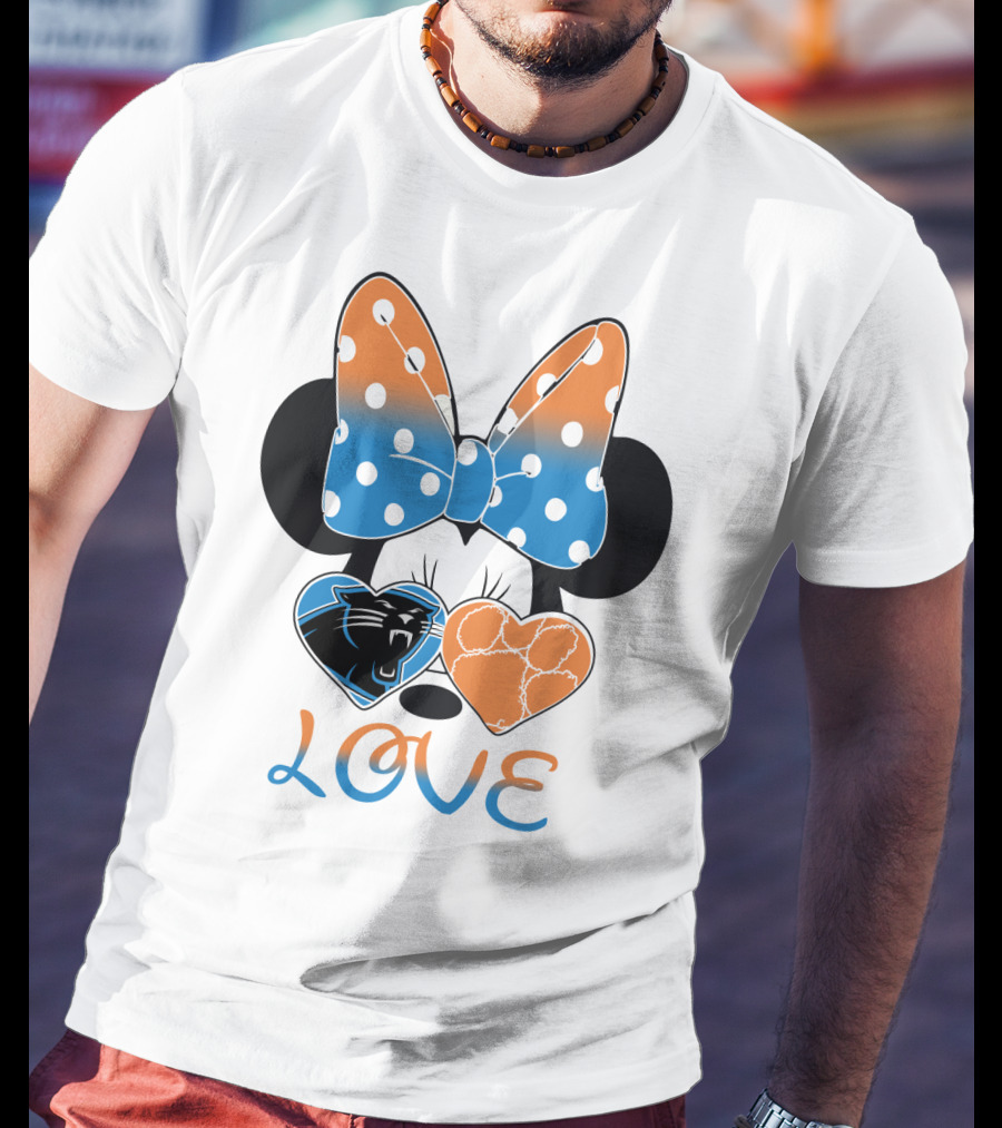 Minnie Mouse Bow Love Panthers Clemson Mix T-Shirt