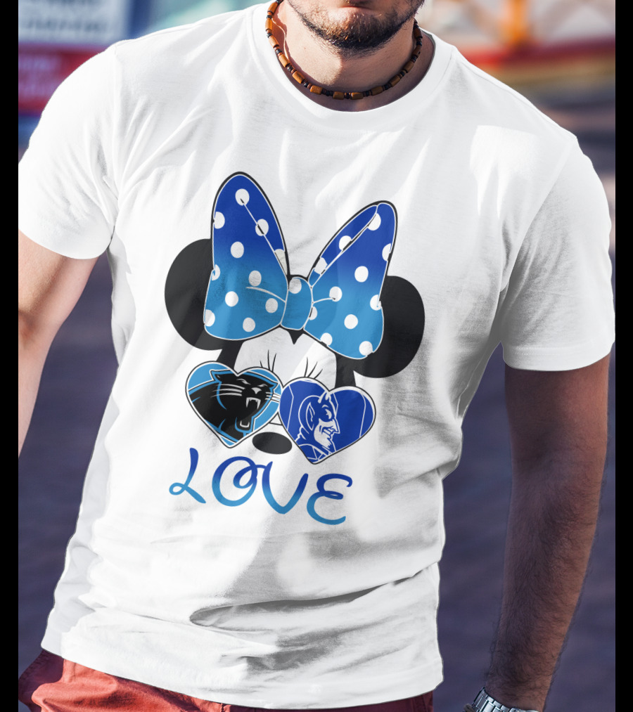 Love Carolina Panthers Duke Blue Devils Disney Bow T-Shirt