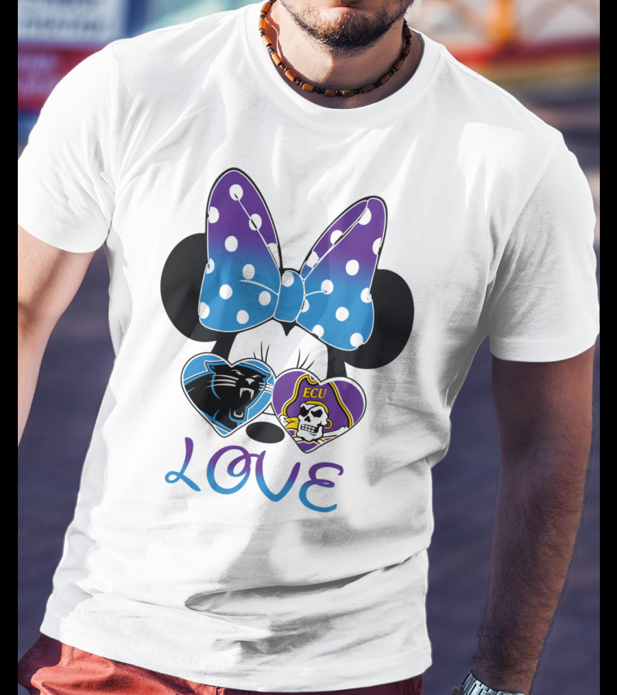 Love Panthers Ecu Pirates Minnie Bow T-Shirt