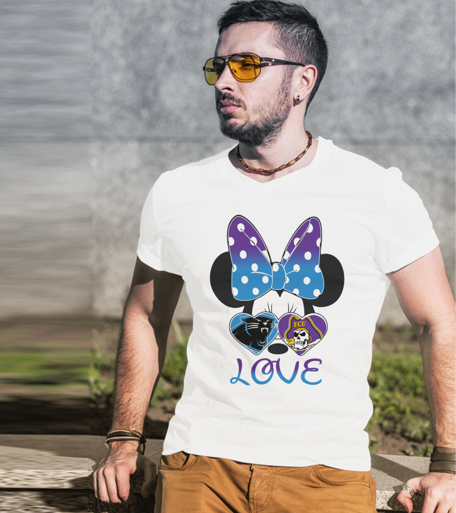 Love Panthers Ecu Pirates Minnie Bow T-Shirt