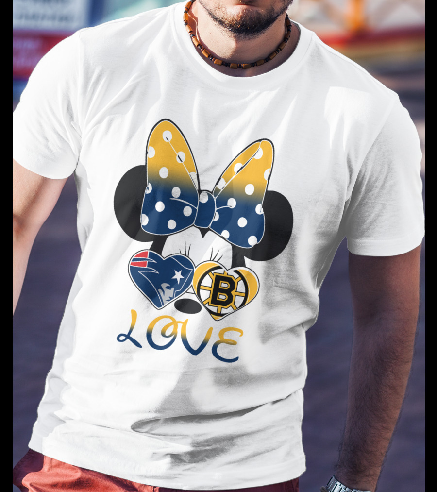 Mickey Mouse Patriots Bruins Love T-Shirt