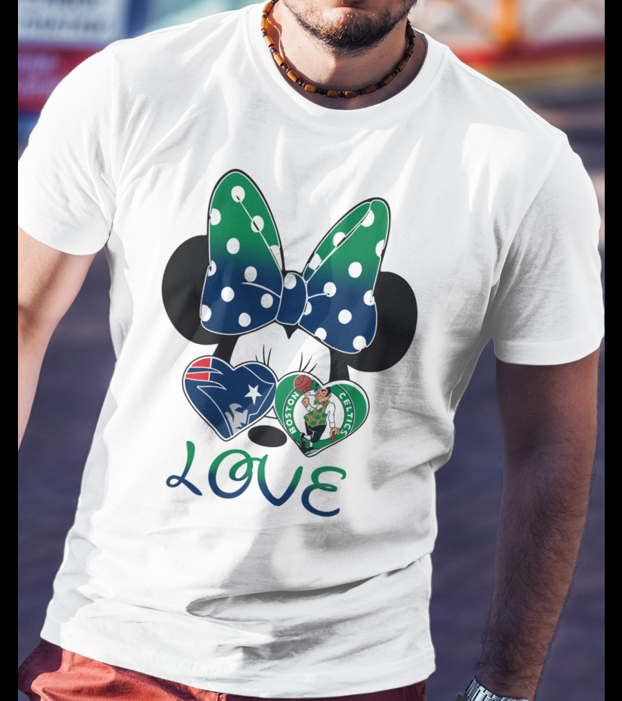 Love Minnie Bow Patriots Celtics T-Shirt