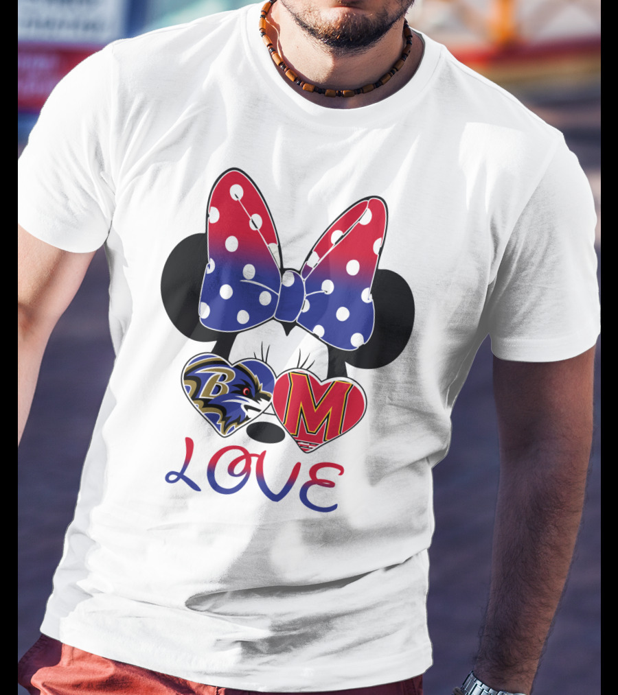Mic 102 Minnie Mouse Ravens Maryland Love T-Shirt