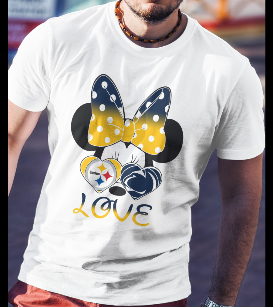 Minnie Mouse Steelers Love Bow Polka Dots T-Shirt