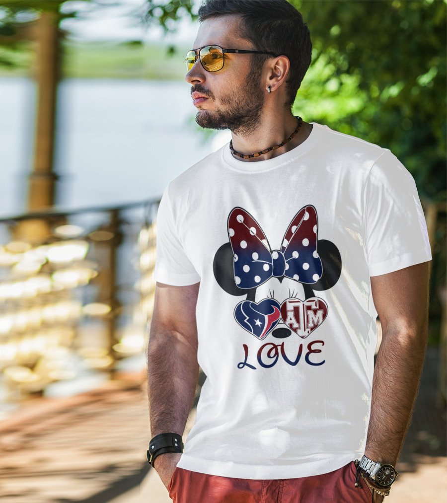 Minnie Bow Texans Love A&M Hearts T-Shirt