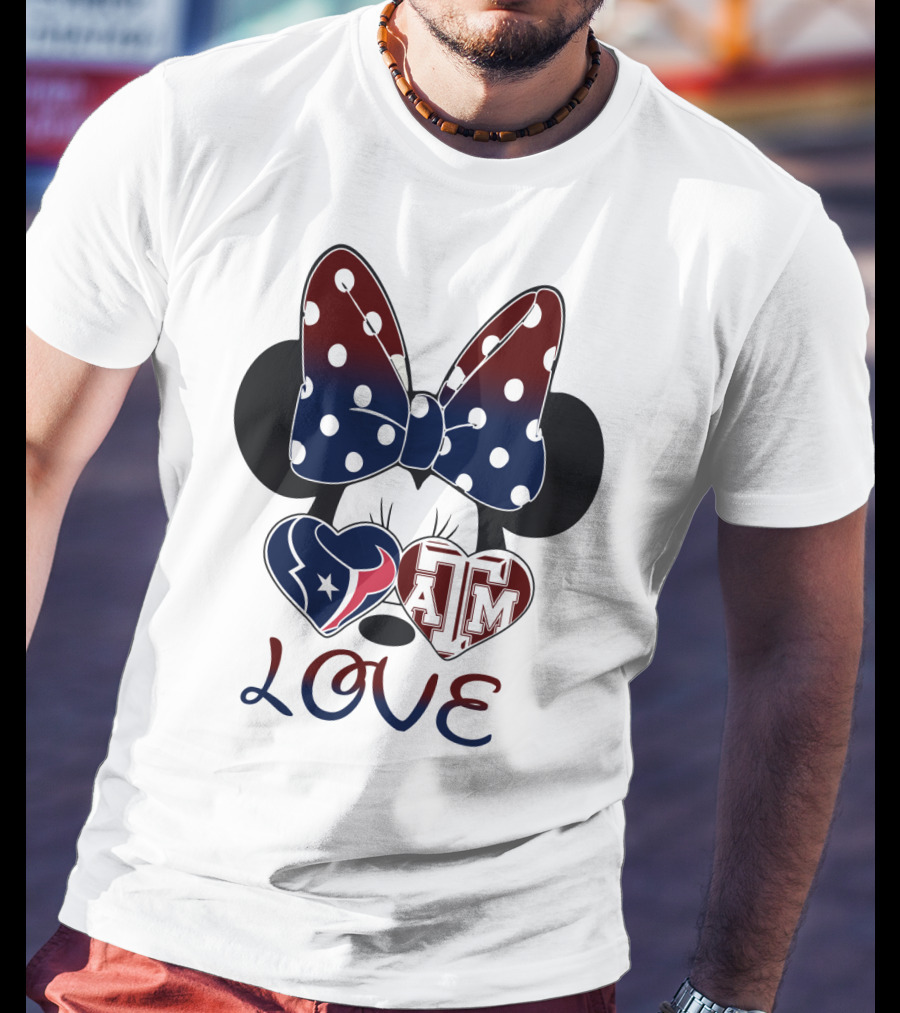 Minnie Bow Texans Love A&M Hearts T-Shirt