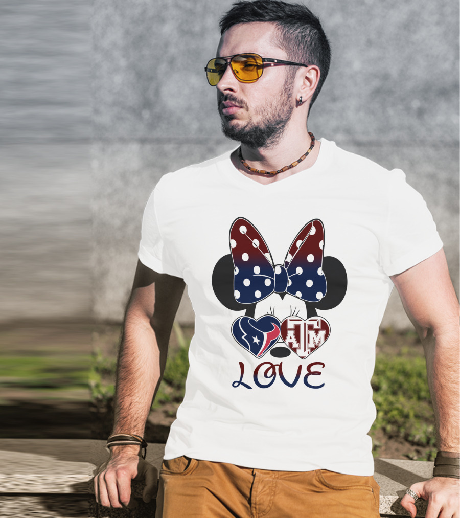 Minnie Bow Texans Love A&M Hearts T-Shirt