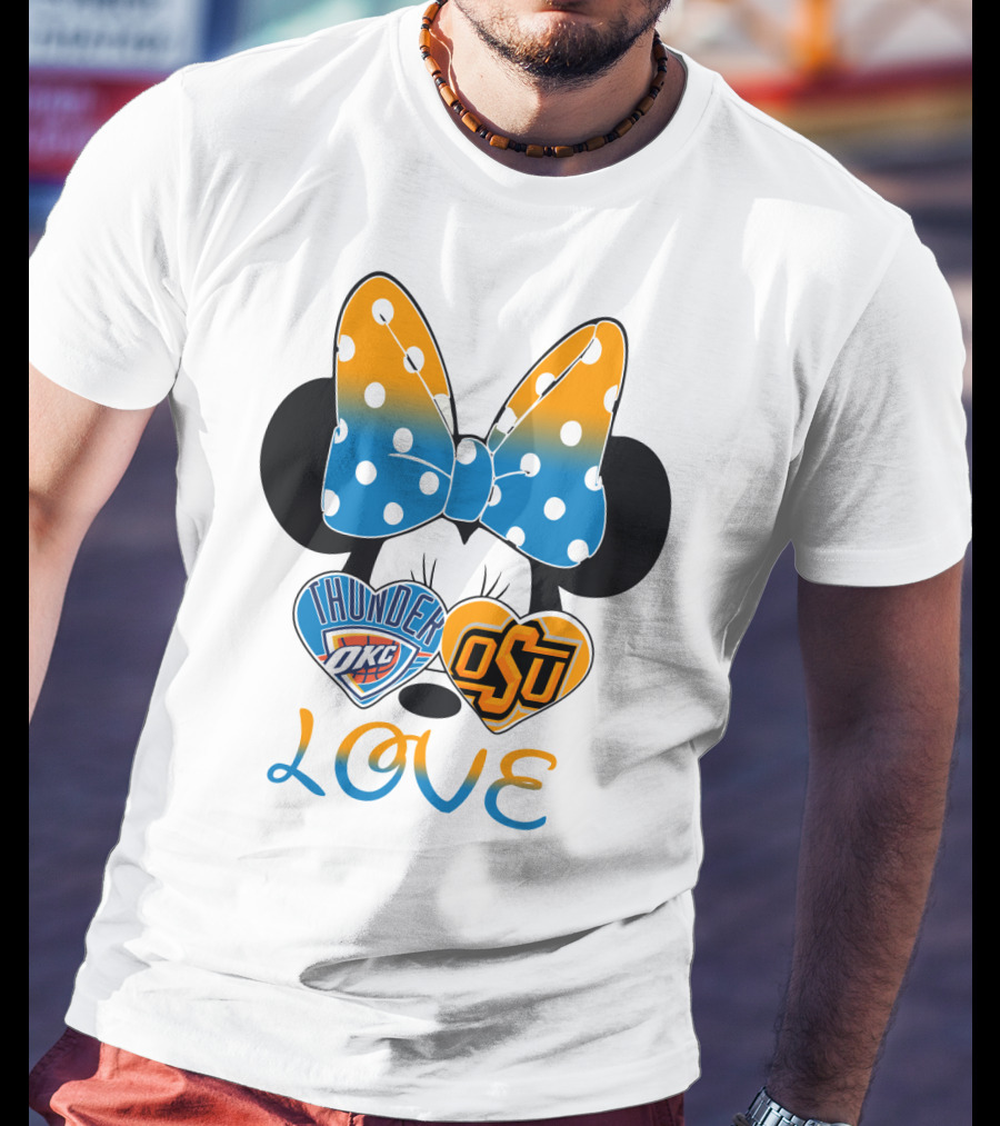 Okc Thunder Osu Love Minnie Bow Hearts T-Shirt