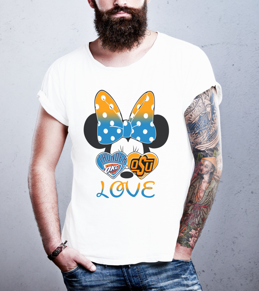 Okc Thunder Osu Love Minnie Bow Hearts T-Shirt