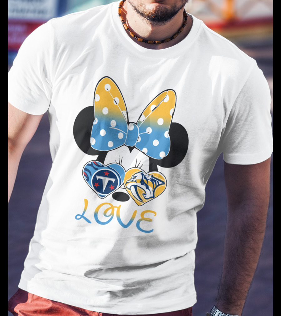Love Minnie Ears Tennessee Titans Predators Hearts T-Shirt
