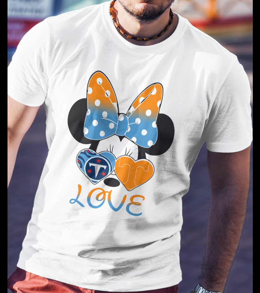 Minnie Mouse Love Tennessee Titans Hearts T-Shirt