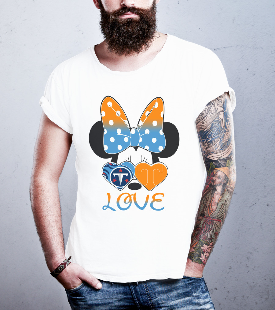 Minnie Mouse Love Tennessee Titans Hearts T-Shirt