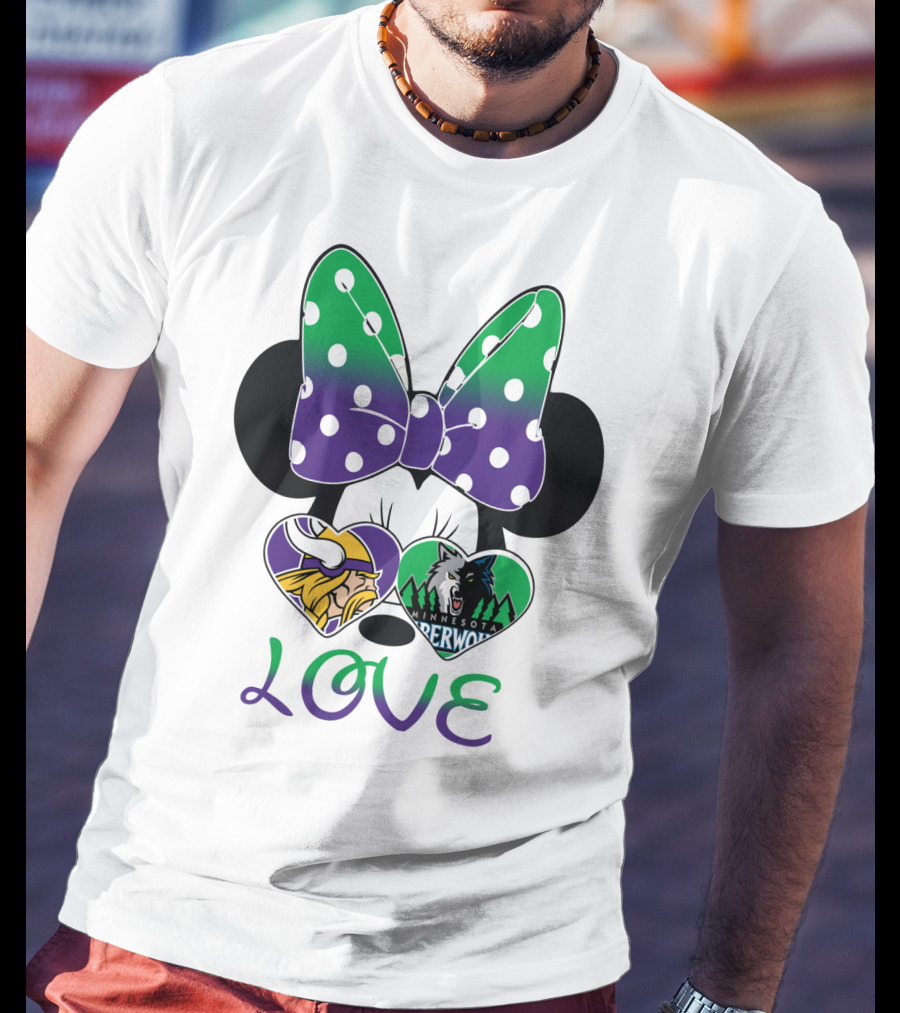 Minnesota Vikings Timberwolves Love With Bow T-Shirt